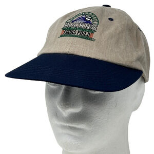 Vintage Colorado Rockies Coors Field Dad Hat Baseball Cap Beige Strapback USA